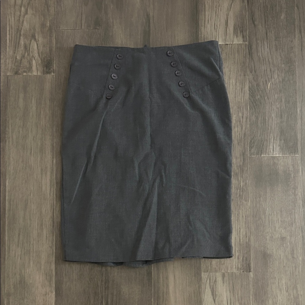 Bwear Dark Gray Button-Detail Pencil Skirt